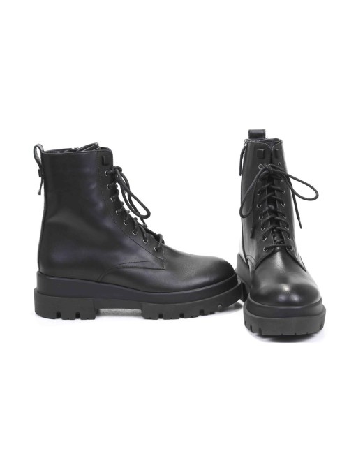 SCHNUERSTIEFELETTE MIT PELZ B3710